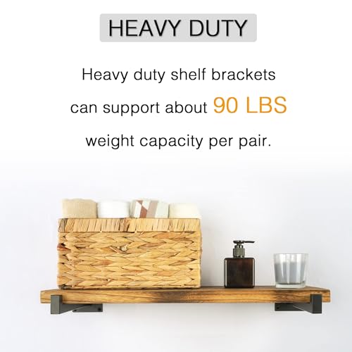 OVOV 6 Pack 10 Inch Black Shelf Brackets with Lip Wall Shelf Brackets - color: Black, size: 10 Inch