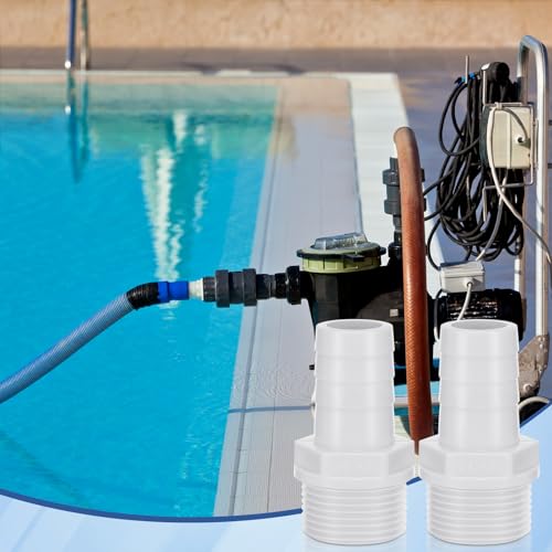 2 Pcs Pool PVC Tube Fitting Barbed Hose Fittings Adapter - color: White, size: 2 Inch