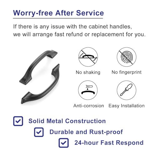 3-3/4 Inch Matte Black Cabinet Pulls Arch Handles 10 Pack P2409 - color: Black, size: 3-3/4" Hole Centers-10 Pcs
