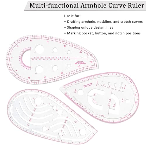 Fashion Clear Metric Sewing Ruler Set,French Curve Pattern Rulers for Beginners, Tailors, Designers, Quilting, Embroidery, Cross Stitch, Crochet, Knitting 9pcs (9-Piece Set) - color: 9-Piece Set