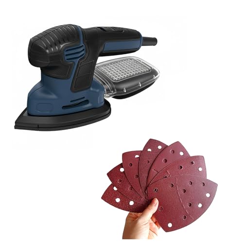 100 PCS Mouse Detail Sander Sandpaper 11 Holes, 60 Grit Hook and Loop Mouse Sanding Sheets Aluminum 0xide Mouse Sanding Pads 11 Holes Triangular Sanding Paper for Detail Mouse Sander - size: 11 Holes-60 Grit