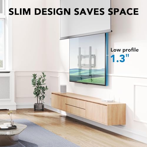 Pipishell Tilt TV Wall Mount Bracket Low Profile for Most 23-55 Inch LED LCD OLED 4K Flat Curved TVs up to 99lbs Max VESA 400x400mm, 8° Tilting for Anti-Glaring, Fits 8-16 inch Wood Stud - size: 23"-55" Tilt TV Wall Mount