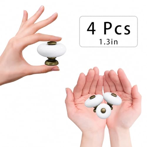 4-Pack Ceramic Round Cabinet Knob 1.3 Inch in Antique Bronze Finish - size: 1.3inch-4Pcs