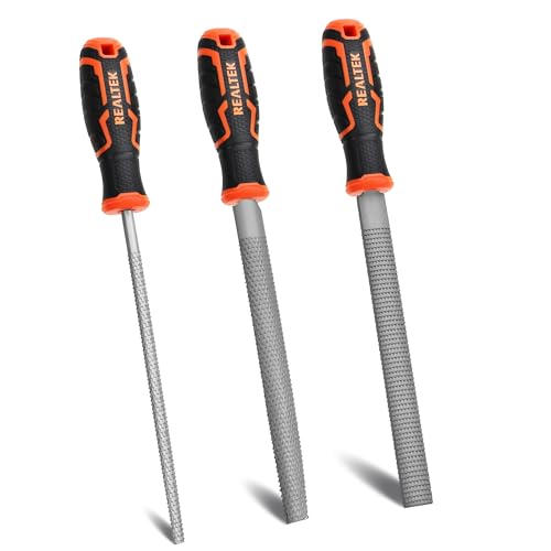 REALTEK 3Pcs Wood Rasp Files Set,Half Round/Round/Flat Files for Metal - style: Wood Files-3pc