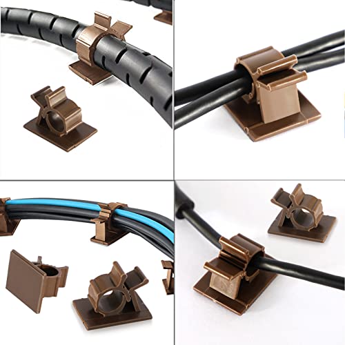 Viaky 30Pcs Adhesive Cable Clips Brown,Adjustable Wire Holder Clips - color: 30brown, size: for 0-0.4''(10mm) cable