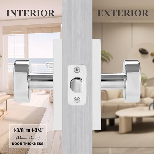 Polished Chrome Door Knobs Privacy Door Knobs Interior with Lock - color: Polished Chrome