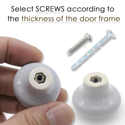 10-Pack Ceramic Cabinet Knobs Gray 32mm Round Drawer Pull - color: Gray