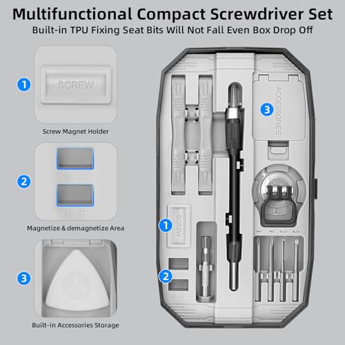 SHARDEN 153 in 1 Precision Screwdriver Set for Electronic Repair Grey | Magnetic Small Screwdriver Set with Torx, Pentalobe, Triwing, Mini Repair Tool Kit for Computer, Laptop, PC, PS5, Eyeglass - color: 153 in 1 Grey
