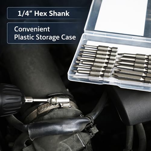 Bates- Screwdriver Bits Set, 2 Inch, 15 pcs, 1/4 Hex, S2 Steel, Triangle Slotted Phillips Magnetic Drill Bit Set