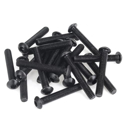 25 Pieces M6 x 40mm Button Head Socket Cap Screws, Thread Pitch 1.0mm, Sutemribor M6 Black Screws, 10.9 Grade Alloy Steel, Black Oxide Finish, Fully Threaded - size: M6 x 40mm, style: Button Head