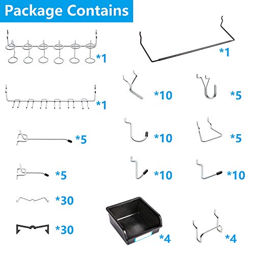 FRIMOONY Pegboard Hooks, with Bins, Peg Locks, for Organizing Various Tools, 131 PCS, 60 of Which are Locks - style: 131PCS