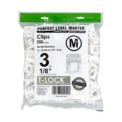 T-Lock TM 1/8" (3mm)" PERFECT LEVEL MASTER TM Professional" Anti lippage" Tile leveling system - (spacers only), Red wedges not included and sold separately! (250 Clips) - size: 250 Clips