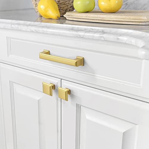 Amerdeco 10 Pack Brushed Gold Cabinet Pulls 3-3/4 Inch Hole Center Cabinet Hardware Solid Kitchen Cabinet Handles for Bathroom Drawer Pulls Dresser Pulls ZH0001 | Cabient Hardware Kitchen Cabinet Handles for Bathroom Drawer Pulls Dresser Pulls ZH0001 - co