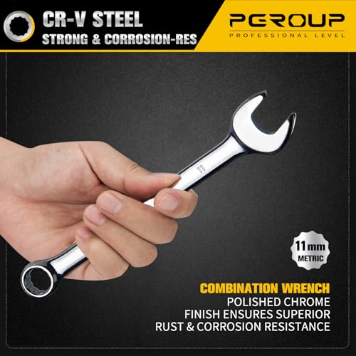 11mm Metric Combination Wrench, CR-V Steel with Mirror Polish, 12-Point Design, 15-Degree Offset, Perfect for Auto Repair, Household, Car & Truck Emergency - size: 11mm