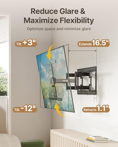 monTEK 1.1-Inch Ultra Slim Full Motion TV Wall Mount for 37-75 Inch TVs - size: 37"-75" Low Profile