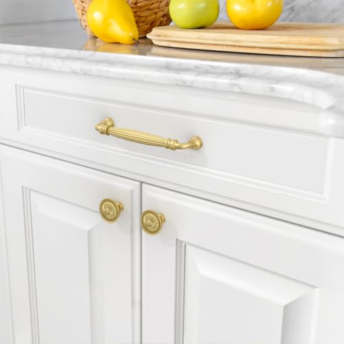Asidrama 10 Pack 5 inch Brushed Gold Kitchen Cabinet Handles - color: Brushed Gold, size: 5" Hole Center(128mm)