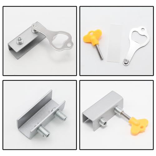 4 Sets Sliding Window Locks, Sliding Door Lock with Keys, Silver - color: Silver
