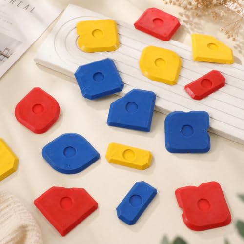 15 PCS Caulking Tool Set, Silicone Sealant Finishing Tools Multi-edge Sealant Applicator Smoother Portable Sealants Scraper for Kitchen Bathroom Floor Window Sealants Sealing Sink (Red Yellow Blue)
