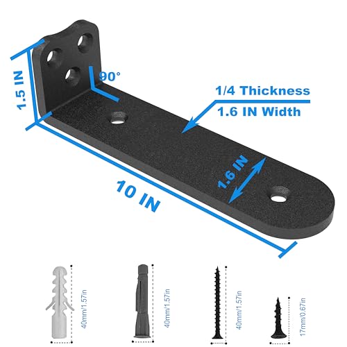 Eurydice Heavy Duty Floating Shelf Brackets, 1/4 in Thick 10 in 6Pack Black - color: Black 6 PACK-1/4 IN Thick, size: 10 Inch