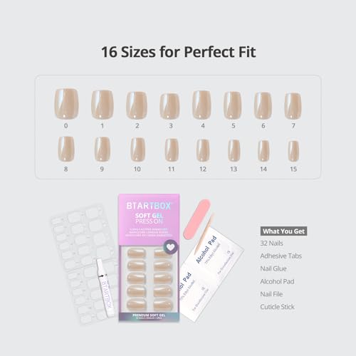 BTArtbox Press On Nails, Cream Soda, Short Square, Brown Chrome, 32Ct - color: A1-Cream Soda