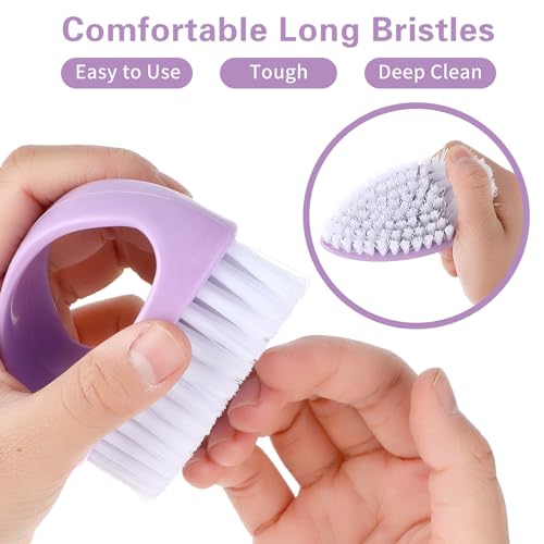 Amaxiu Hand Nail Brushes, 2pcs Grip Clean Heavy Duty Nail Brushes for Cleaning Fingernails Nylon Firm Stiff Bristles Deep Clean Scrubber for Mechanics Gardeners Hand Under Nails Toes(Green, Purple) | Nylon Firm Stiff Bristles Deep Clean Scrubber for Mecha