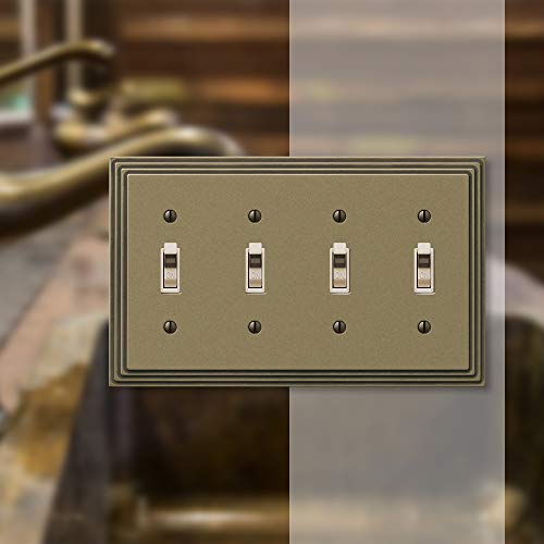 AMERELLE 84T4RB Steps Quadruple Toggle Cast Metal Wallplate in Rustic Brass - color: Rustic Brass, size: 4 Toggle