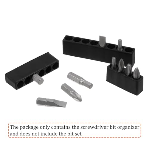 HARFINGTON 12pcs Plastic Hex Shank Screwdriver Bit Holder Organizer 5 Holes 1/4 Inch Plastic Drill Bits Storage Case for Any 1/4" Hex Shank Metal Driver Bits Use, Black - style: 5 Holes