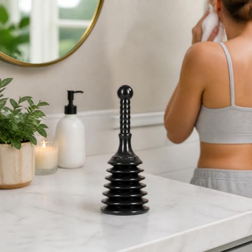 Master Plunger MPS4 Sink & Drain Plunger for Kitchen Sinks, Bathroom Sinks, Showers, and Bathtubs. Small and Strong Design with Large Bellows Commercial & Residential Use, Black