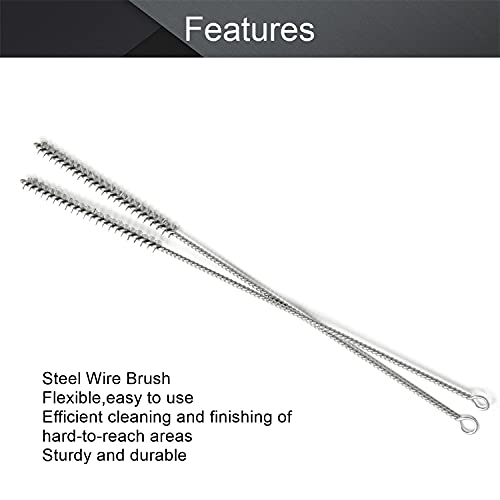 Utoolmart Steel Wire Cleaning Brush, Spiral Power Tube Brush, Steel Wire Tube Brush Cleaning Tool, Tube Bottle Brush, 0.3-inch Diameter 12-inch Length, 2pcs - color: 2pcs, size: 0.8cm