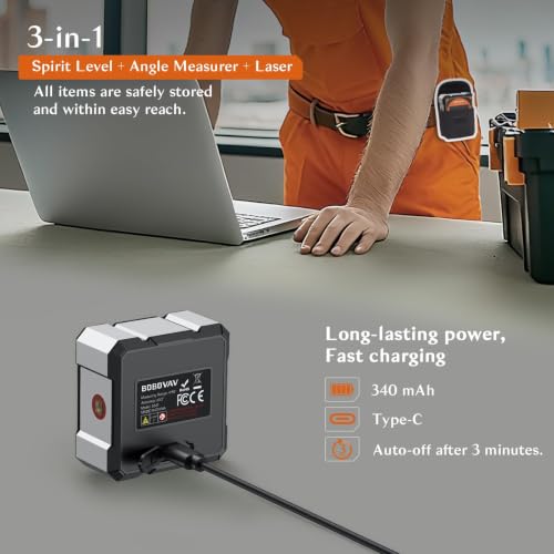 4-side Magnetic Digital Angle Gauge with Laser(Class 2, ＜1mW Output), 4 * 90° Rechargeable Electronic Inclinometer Protractor Level Gauge for Woodworking Tablesaw- Black Gray - color: Black Gray