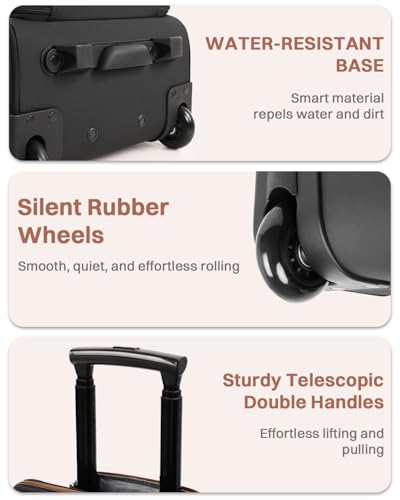 Rolling Puffer Backpack for Women, Travel Backpack with Wheels, 16 Inch Wheeled Laptop Backpck, Dual-Opening Design Overnight College Underseat Carry on Luggage, Roller Business Work Bag, Black Brown - color: Black Brown