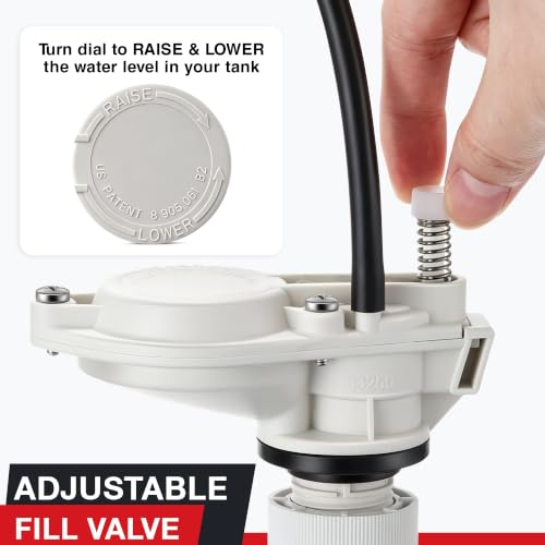 Anti Siphon Toilet Fill Valve Assembly, Toilet Fill Valve Replacement Kit for Most Toilets, Excluding One Piece Low Boys, White