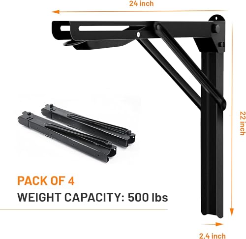 Wallmaster 24" Folding Shelf Brackets Wall Mount Collapsible Shelf Bracket - style: 4 Pack