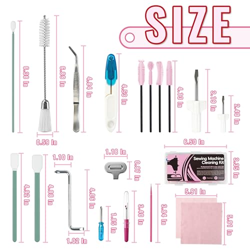 Prelady 30Pcs Sewing Machine Cleaning Kit, Durable Storage Box, Multi Brushes & Screwdriver, Universal Maintenance Tools for Household Sewing Machines