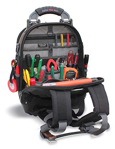 Veto Pro Pac Tech Pac Tool Backpack – Heavy-Duty Weatherproof Tool Bag with 46 Pockets, Waterproof Molded Base & Ergonomic Padded Straps & EVA Back Padding for Technicians and Contractors - color: Original