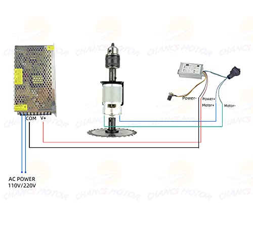 CHANCS Circular Saw Machine 775 DC Electric Motor DC 24V 12000RPM Dual Output Shaft DIY Saw Drill with PWM Speed Controller - color: 775 6000/12000rpm Double Shaft Set+pwm