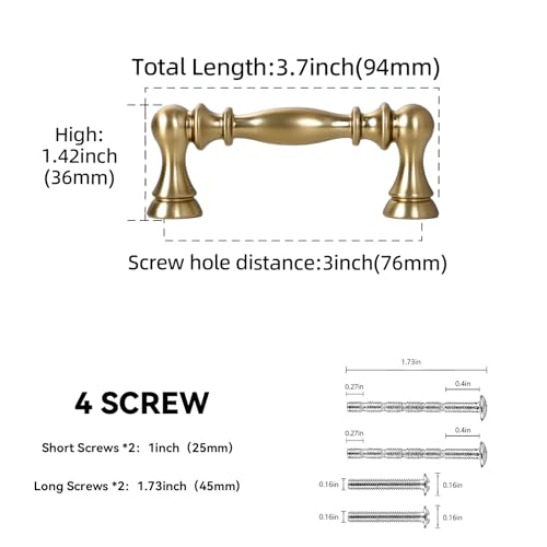 10 Pack 3 Inch(76mm) Kitchen Cabinet Handles Champagne Bronze Cabinet Pulls Zinc Alloy Drawer Pulls Solid Kitchen Hardware - color: Champagne Bronze, size: 3'' Hole Center(76mm)