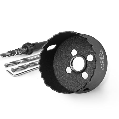 2-3/8 Inch Hole Saw with 3/8" Triangle Shank Quick Change Arbor, JTemgle Bi-Metal Hole Saw Heavy Duty Hole Cutting Tool for Cornhole Boards, Recessed Lights, Wood, Plastic, Drywall & Soft Metal - size: 2-3/8"