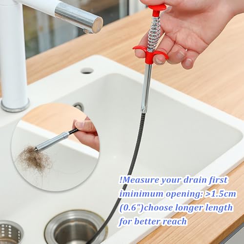New Upgrade Snake Drain Hair Removal Tool Set, 24.2 Inch Toilet Snake, Hair Drain Clog Remover, Cleaning Brush, Use for Unclog Toilet, Sink, Bathroom Tub