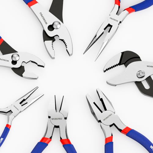 WORKPRO 7-Piece Pliers Set, Pliers Tool Set with Comfort Grip, Blue - color: Blue