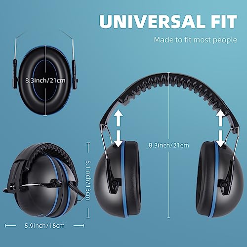 Noise Cancelling Ear muffs for Shooting Ear Protection, SNR 35dB Noise Reduction Headphones for Adult Kids Autism, Adjustable Sound Proof Hearing Protection for Shooting Mowing (Blue & White) - color: Blue & White