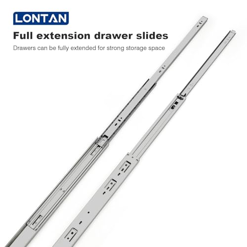 LONTAN 1 Pair Drawer Slides 16 Inch Heavy Duty Side Mount 100 LB Capacity - size: 16 Inch
