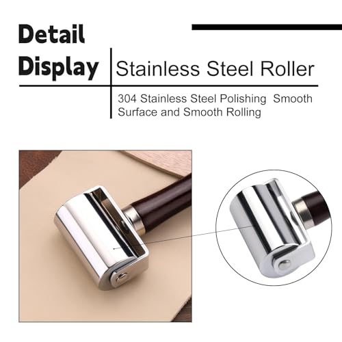 Mnuizu 26 mm+ 60mm Leather Press Edge Roller, Brayer Rollers for Crafting - color: Black, size: 26mm+60mm