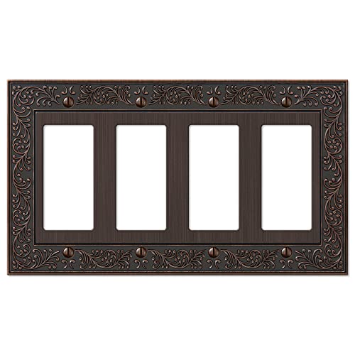 Amerelle 43R4VB English Garden Wallplate, 4 Rocker, Cast Metal, Aged Bronze, 1-Pack - color: Aged Bronze, size: 4 Rocker