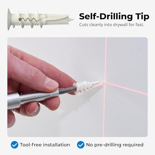 Qualihome Drywall Anchors with Screws – Self-Drilling Drywall Anchors, Anti-Spin Grip, No Pre-Drill Wall Anchor Kit, Strong & Reliable Hold, 75 Pack (150 Pieces) - style: 75 Pack (150 Pieces)