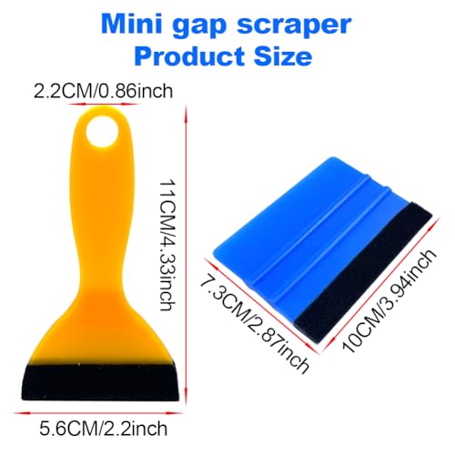 Black Felt Edge Squeegee Tool,Car Vinyl Film Wrapping Decal Glass Window Tint,Wallpaper Sticker Installation Spatula, Patching Putty Paint Flexible Small Plastic Scraper(Blue 5Pcs,Yellow 5Pcs) - size: Blue 5PCS,Yellow 5PCS