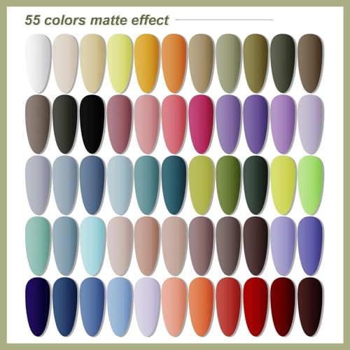 JODSONE 60 PCS Gel Nail Polish Kit with U V Light 55 Colors Gel Polish Base Top Coat Manicure Gifts - color: B16