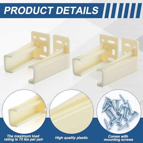 Chunful 2 Pair Rear Drawer Track Socket Back Plates Mounting Brackets,Milky | With Screws for Install, Replacement Socket for Drawer Slide Repair, Left Right Pair for Cabinet Furniture Rear Mounting - color: Milky