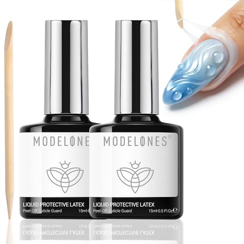 modelones Liquid Latex for Nails, 2 pcs Peel Off Gel Nail Polish Barrier - color: Liquid Latex for Nails White