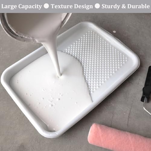 11-Pack 9 inch Disposable Plastic Paint Roller Tray -Come Up with Extra Metal Tray Liner - Ideal for DIY Painting House Projects - size: 12 Pack, 9 Inch